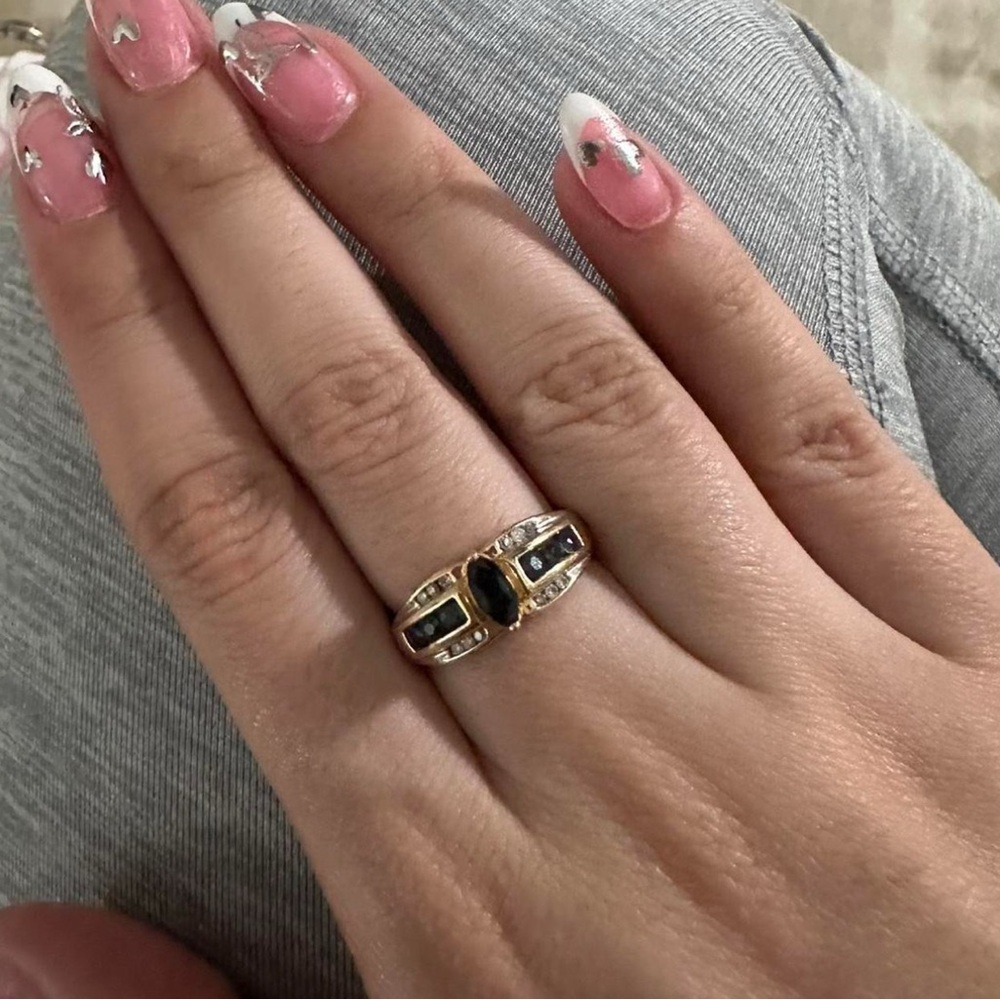 Vintage blue sapphire 14k gold ring 💍✨